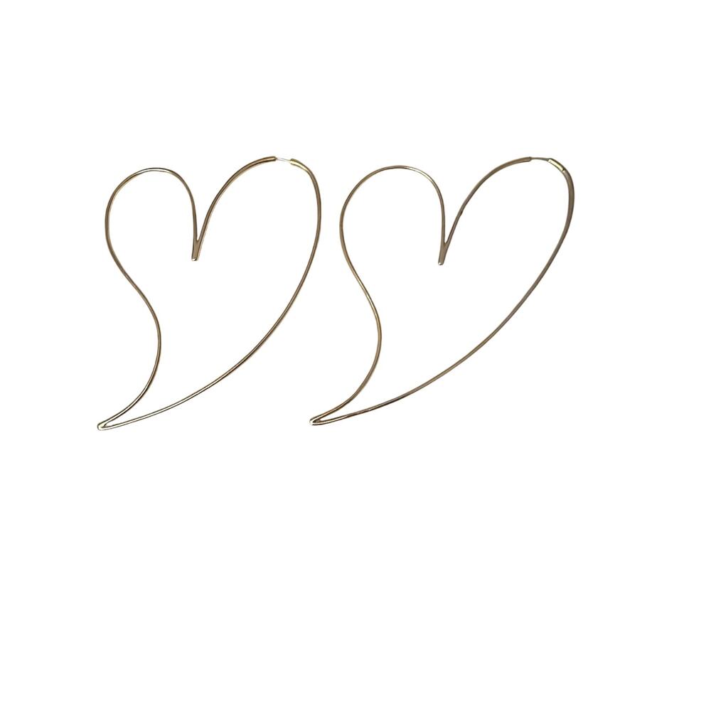 MAM BIG Heart Earring Hoops in Gold - NIB (4 Inches) - Picture 4 of 9
